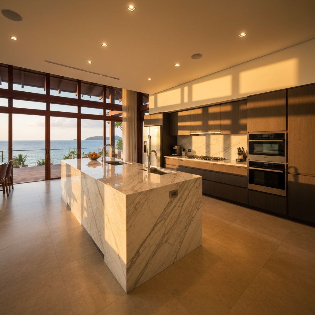 Luxury custom kitchen with ocean view